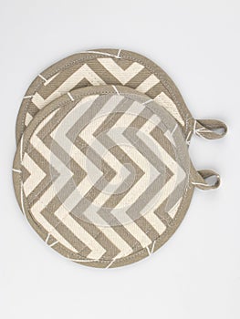 a set of kitchen tacks made of cotton fabric with a loop