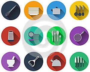 Set kitchen utensil icons