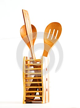 Set of kitchen utensils made of bamboo