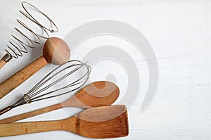 Set of kitchen utensils on a table