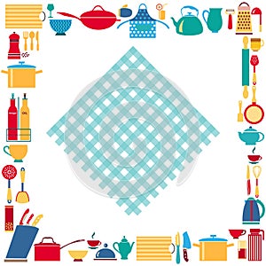 Set of kitchenware and restaurant utensils vector background