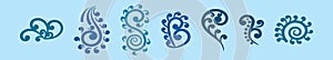 Set of koru cartoon icon design template with various models. vector illustration isolated on blue background
