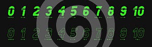 Set of l numbers. Bright green digitals