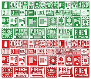 Set label Fire extinguisher Sign on white background