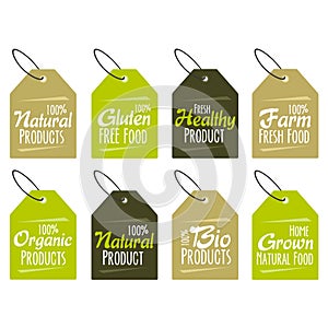 Set of labels and badges for organic, natural, bio and eco friendly products.