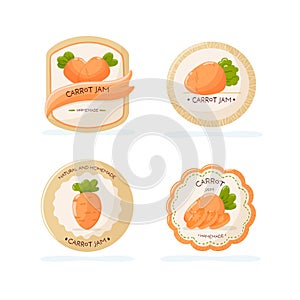 Set of labels for carrot jam packaging