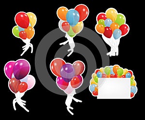 Set of labels with colored ballons, vector