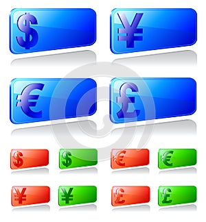 Set of labels with currency symbols