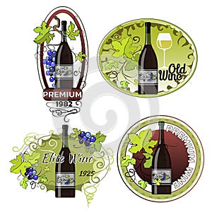 Set of labels design templates for wine bottles
