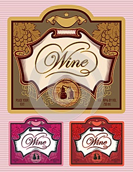 Set of labels for different kinds of wine