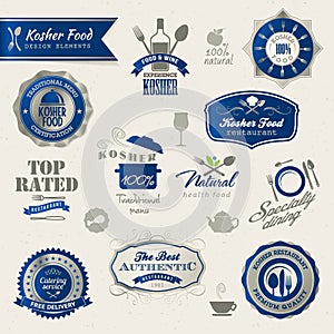 Set of labels and elements for kosher food