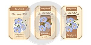 Set of labels for flaxseed oil photo