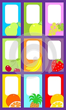 Set of labels with fruits