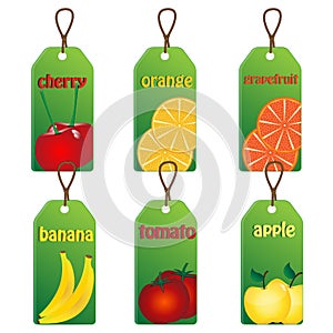 Set of labels with fruits and vegetables
