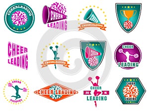 Set of labels, logos for cheerleading photo