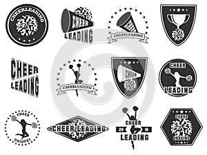 Set of labels, logos for cheerleading photo