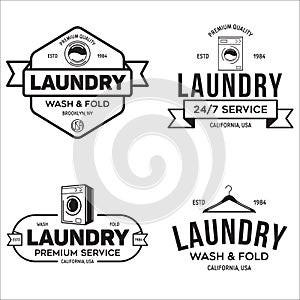 Set of labels or logos for laundry service. Vector emblems and design elements. Laundry logo templates and badges