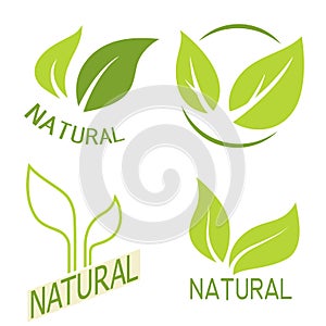 Set of labels, logos with text. Natural, eco food. Organic food