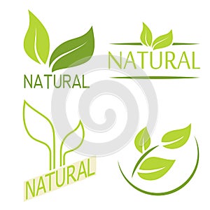 Set of labels, logos with text. Natural, eco food. Organic food