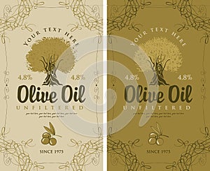 Set of labels for olive oils