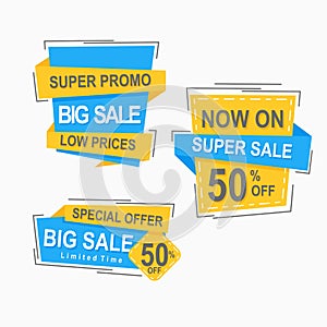 Set of labels promotion and advertisement stickers