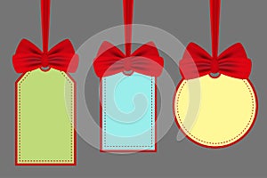 Set labels with red bows. Vector