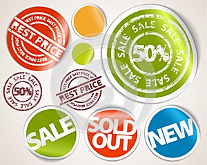 Set of labels and stickers - sale and best price