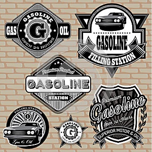 Set of labels on the topic gasoline