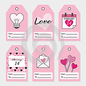 Set labels for Valentine`s Day.