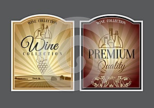 Set of labels for wine.