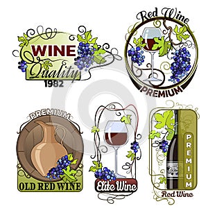 Set of labels for wine. Logo design templates