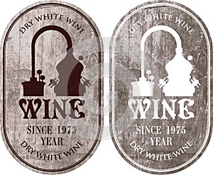 Set of labels for wine with a production of wine