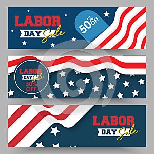 Set of labor day sale banner and flyer illustration template vector