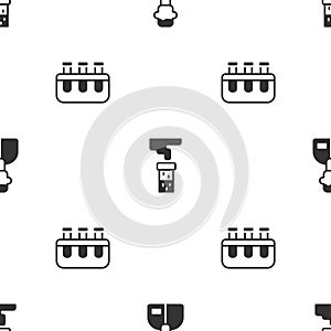 Set Laboratory assistant, Test tube and flask and on seamless pattern. Vector