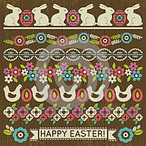 Set of Lace Paper with flower and easter eggs, vector