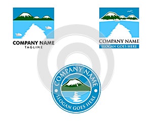 Set of Lake and Mountain logo design inspiration