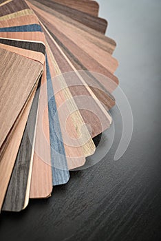 Set of laminated chipboard samples.