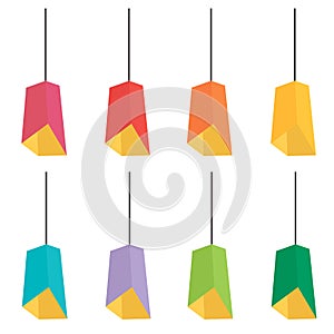 A set of lamps on a white background.