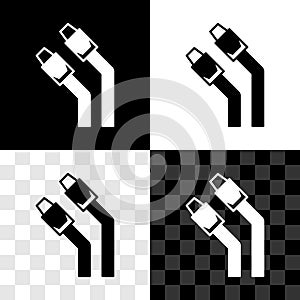 Set LAN cable network internet icon isolated on black and white, transparent background. Vector
