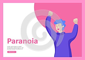 Set of Landing page templates for psyhology mental problems, depression panic attacks, paranoia anger control