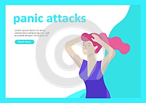 Set of Landing page templates for psyhology mental problems, depression panic attacks, paranoia anger control