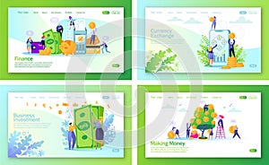 Set of concept of landing pages on finance theme. photo