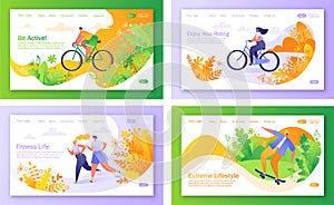 Set of concept of landing pages on healthy lifestyle them. photo