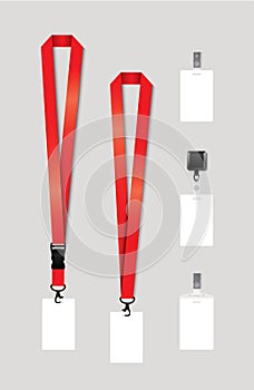 Set of lanyard, retractor end badge.