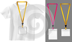 Set of lanyard, retractor end badge