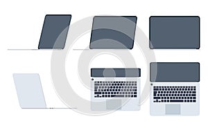 Set of laptops in flat style