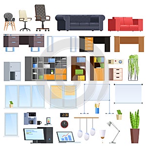 Set of large collection of office and home modern furniture.