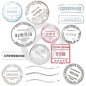 A set of large modern postal marks