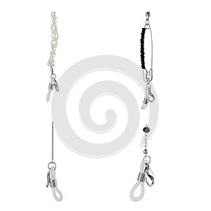 A set of large silver locks with stones for jewelry chains and bracelets