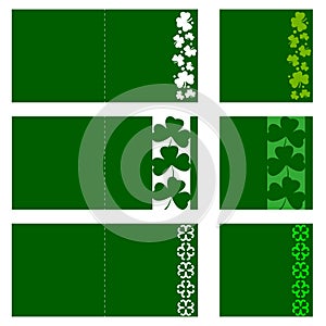 Set of Laser cutting clovers cards. Vector template greeting car